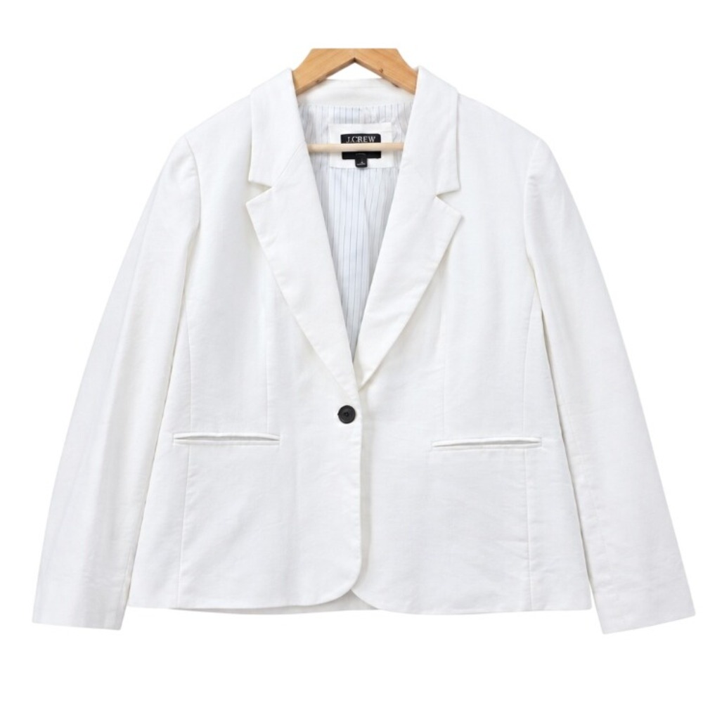 J.Crew Womens 16 White Parke Stretch Linen Blend Blazer